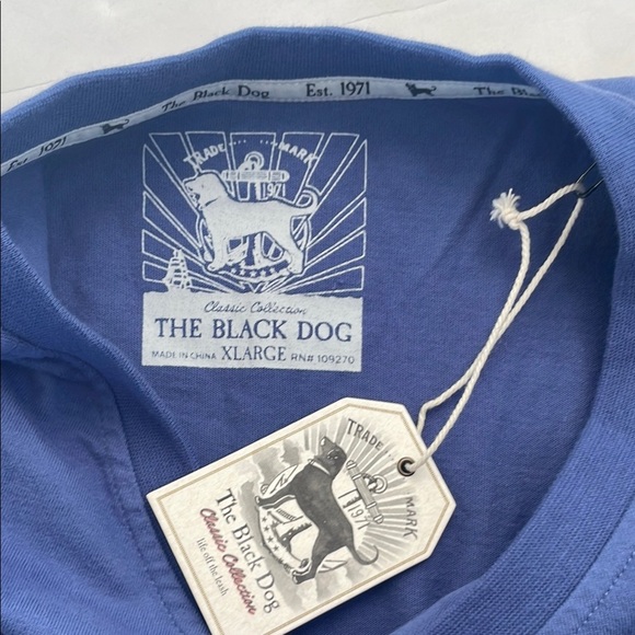 The Black Dog Men’s Classic Blue Short Sleeve V- Neck Tee XL - Picture 9 of 13